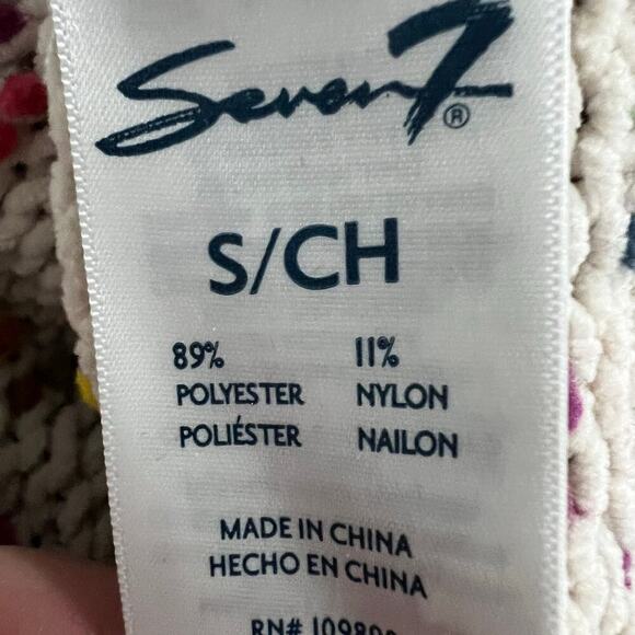 Seven 7 Chunky Popcorn Confetti Rainbow Color Long Sleeve Sweater Size Small - Picture 7 of 7